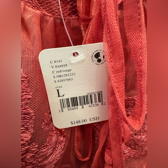 NWT Free People Sheer Meadows sheer, floral-embroidered bodysuit w/ V-neckline - Picture 5 of 11